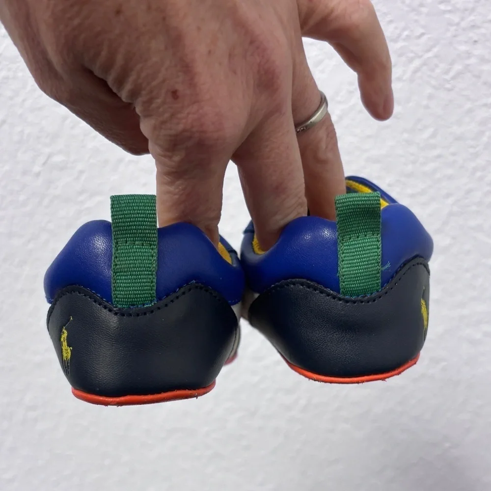 Ralph Lauren Kids Sz 4 Sneakers in Blue, Orange, and Yellow, GUC